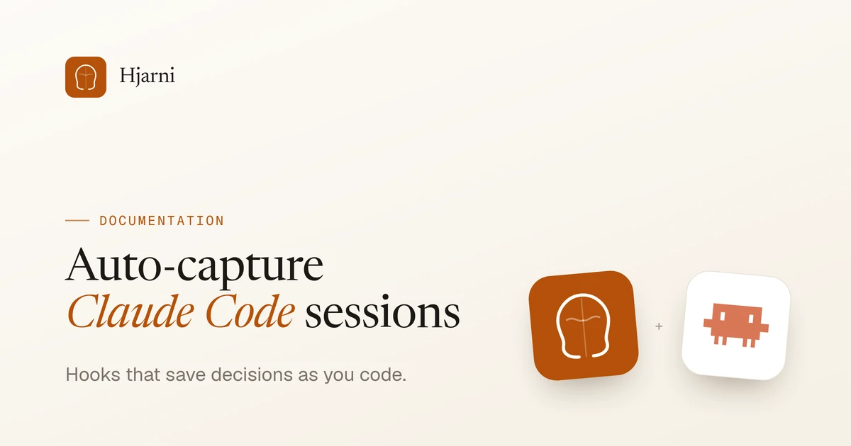 Auto-capture Claude Code Sessions | Hjarni Docs