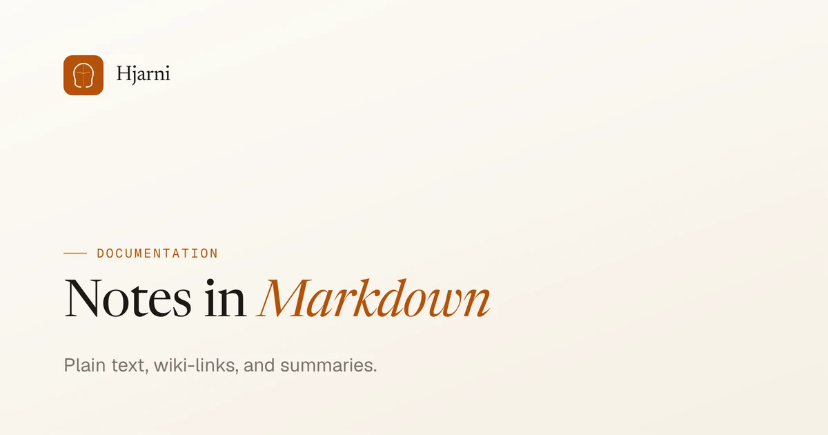 Notes in Markdown | Hjarni Docs
