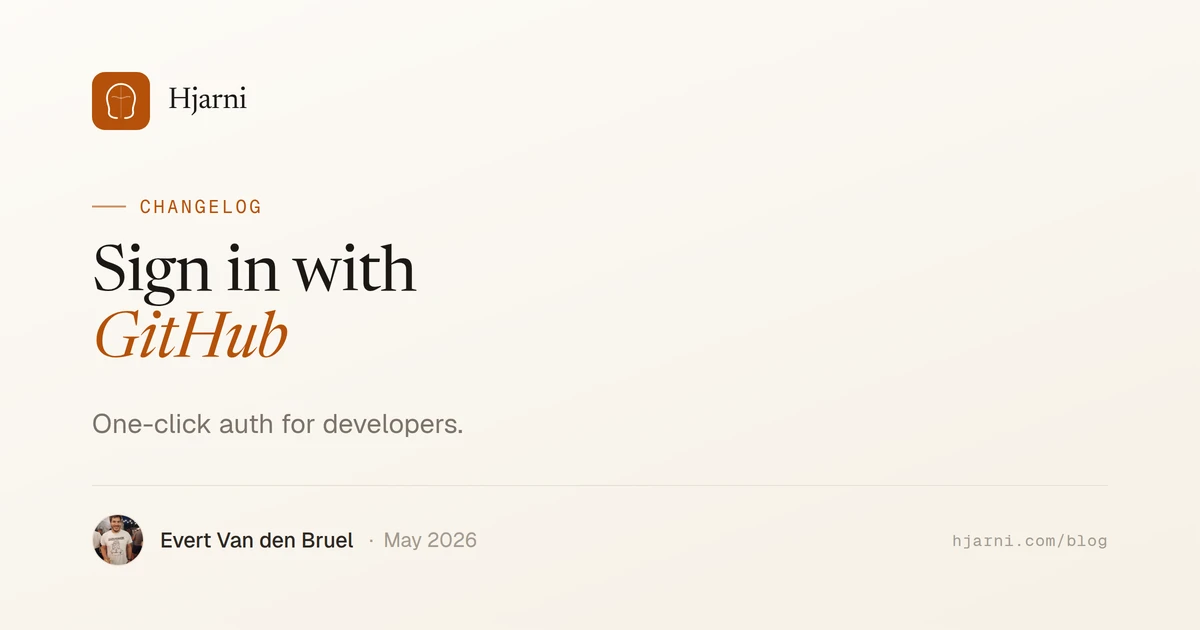Sign in with GitHub | Hjarni Changelog