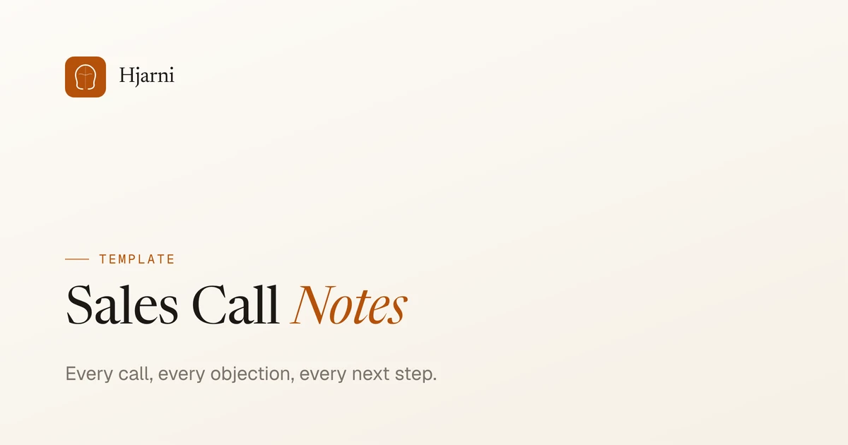 Sales Call Notes | Hjarni Templates